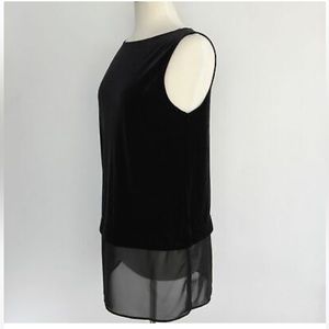 NWOT Lauren Ralph Lauren Black Sleeveless Velvet Tunic Top L
